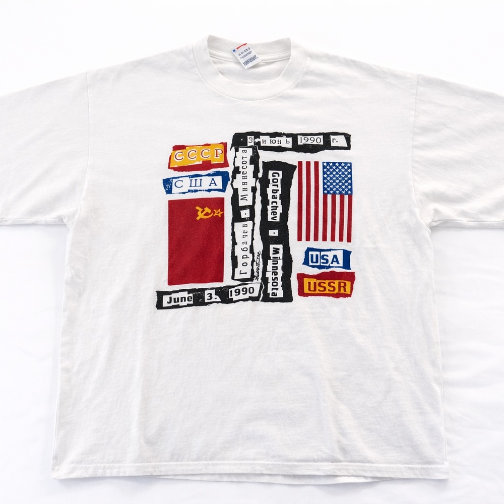 1990 USA USSR Summit Tee Gorbachev Minnesota Graphic T-Shirt XL vintage Cold War